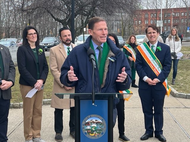 Blumenthal attended St. Patrick’s Day events in New Haven and Bridgeport. 